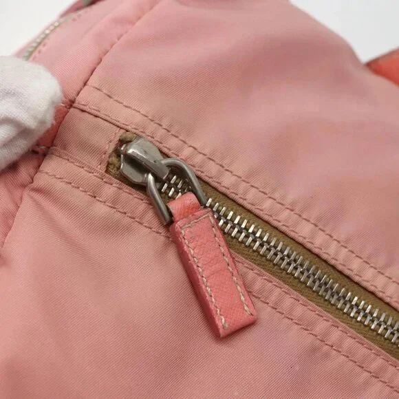 PRADA Hand Bag Nylon Pink Silver Auth